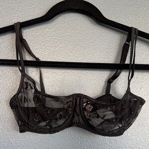 Victoria's Secret Black Sheer Floral Underwire Bra